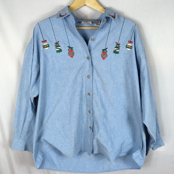 Nutcracker Tops - Button up shirt christmas xmas holiday embroidered